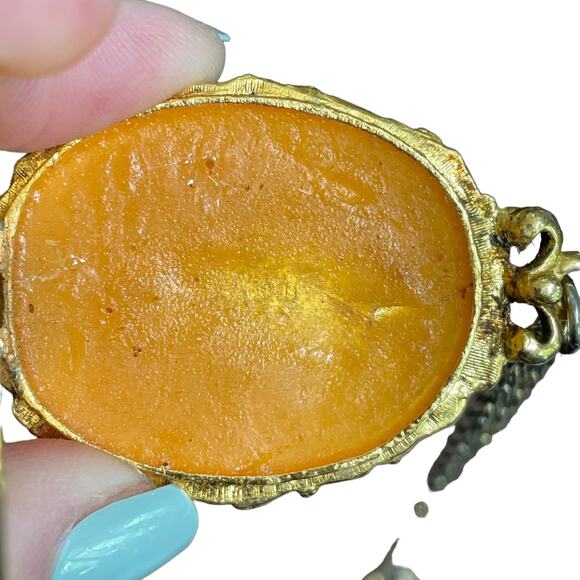 Vintage Max Factor Locket Pendant Necklace Gold Tone Solid Perfume Roses READ - Picture 6 of 11
